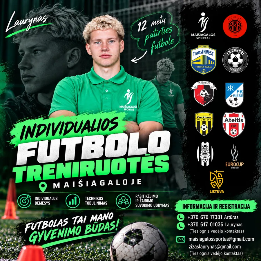 Individualių futbolo treniruočių Maišiagaloje skelbimas